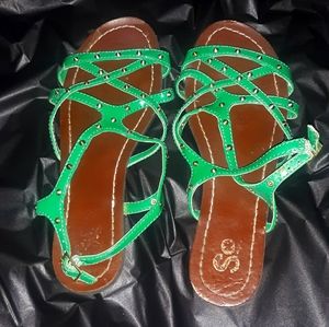 Green w/gold stud sandals